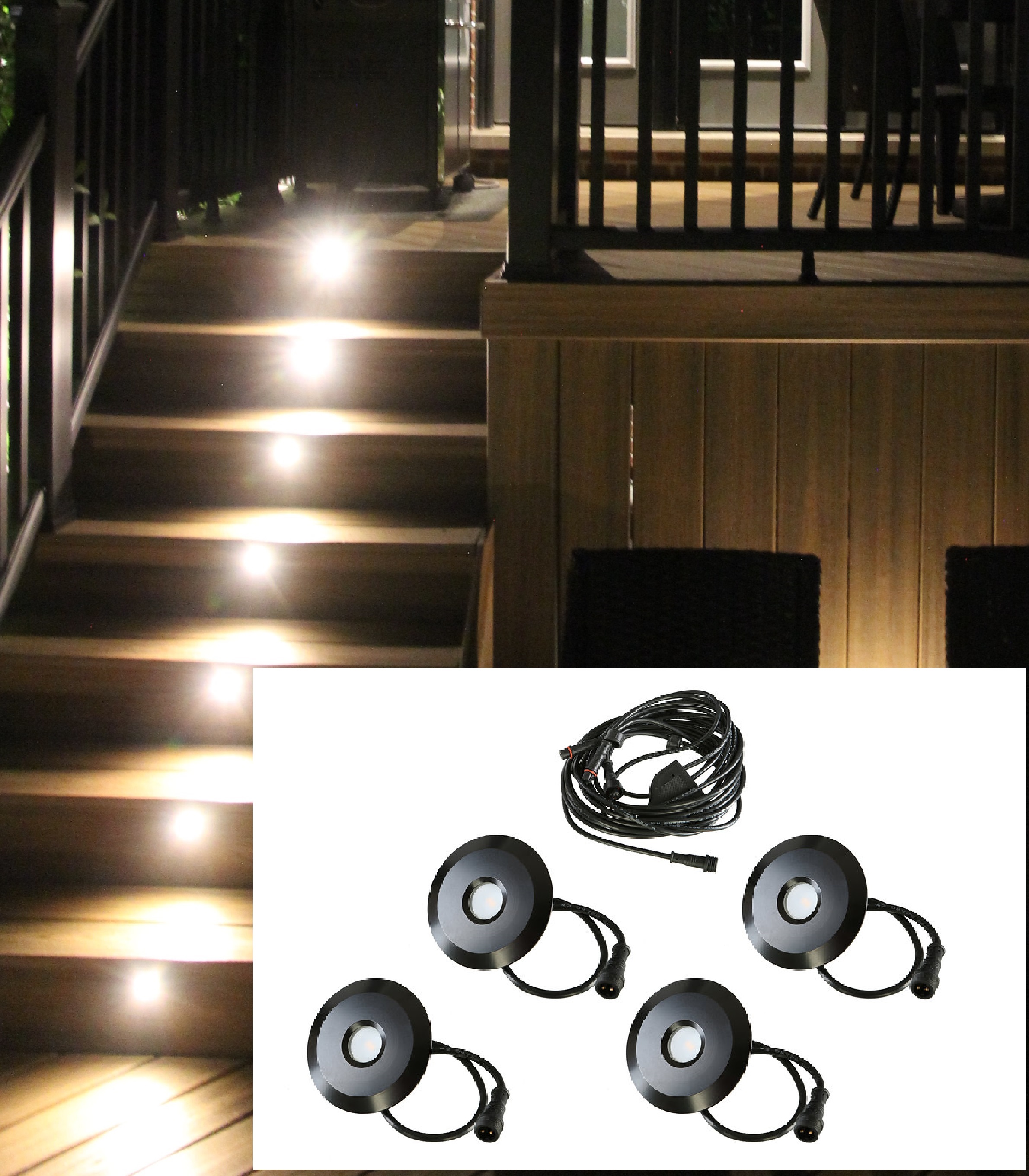 LED Outdoor Recessed Lights KIT 4 Mini Deck/Patio Lights